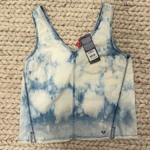 NWT True religion woman’s individually distressed one of a kind jean tank!